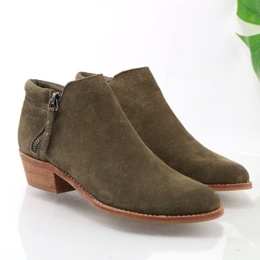 Steve Madden Womens Tobii Boot Size 5 Olive Green Suede Bootie Boho‎ Block Heel